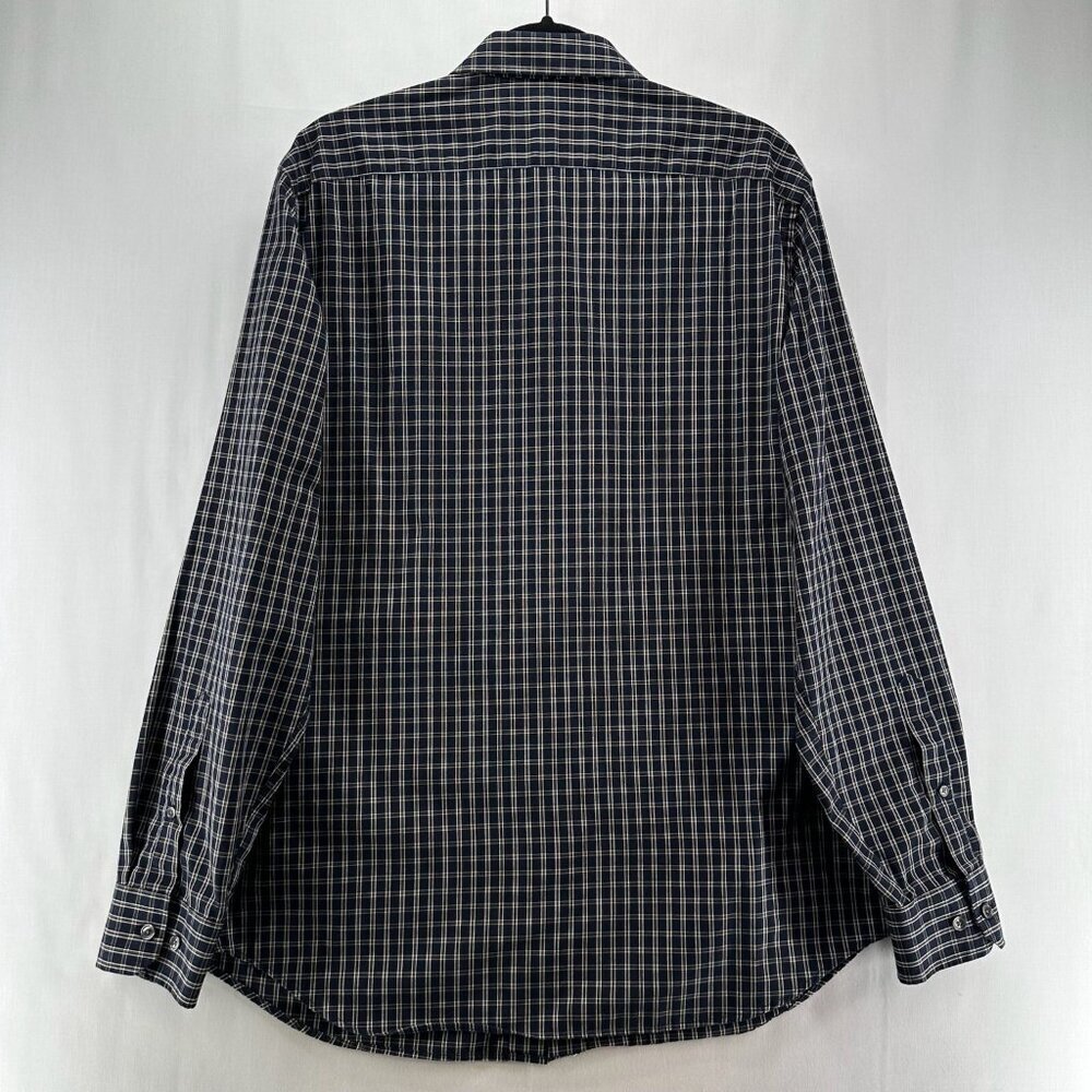 Banana Republic Button Up Shirt L Black Plaid Long Sleeve Non Iron Standard Fit - Picture 3 of 12
